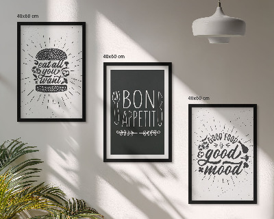 Gerahmtes bilderset Grafiken, Lebensmittel, kulinarische Slogans