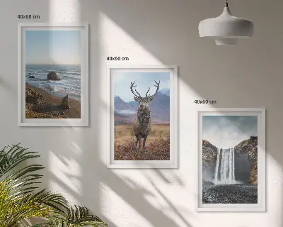 3er-Set Wandbilder mit Rahmen Berglandschaften mit Wasserfall-Motiv