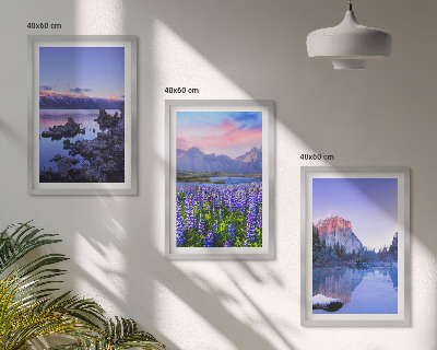 Gerahmtes bilderset Berglandschaften mit Wasser und Himmel
