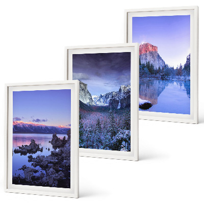 Bilder-3er-set mit rahmen Berglandschaften, Sonnenuntergang, Wasser