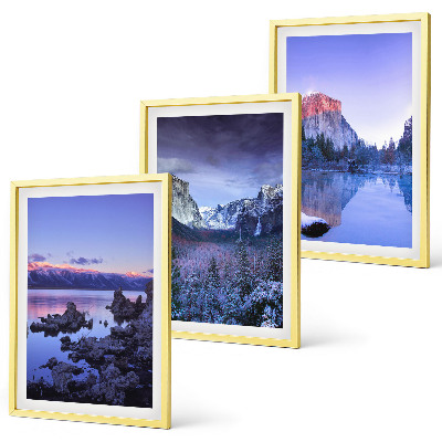 Bilder-3er-set mit rahmen Berglandschaften, Sonnenuntergang, Wasser
