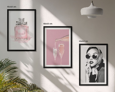 Bilder-3er-set mit rahmen Stilvolle pinkfarbene Accessoires
