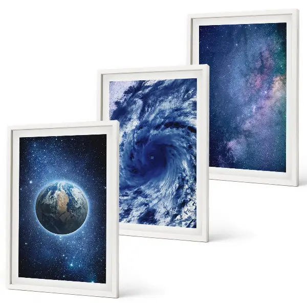 Erde Weltraumsturm Galaxie Wandbilder 3er-Set inklusive Rahmen