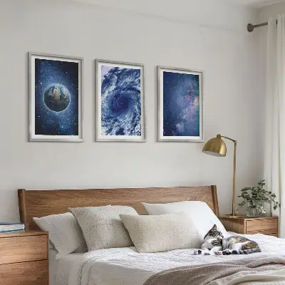 Erde Weltraumsturm Galaxie Wandbilder 3er-Set inklusive Rahmen