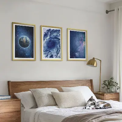 Erde Weltraumsturm Galaxie Wandbilder 3er-Set inklusive Rahmen
