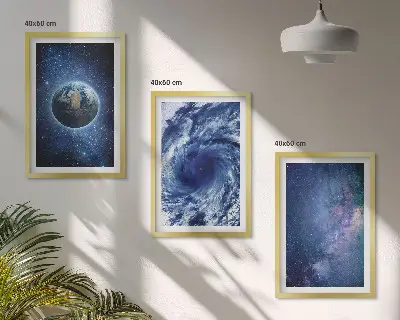 Erde Weltraumsturm Galaxie Wandbilder 3er-Set inklusive Rahmen