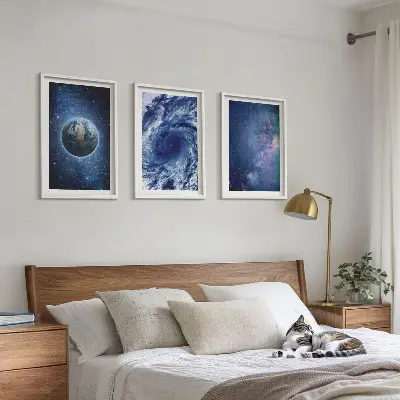 Erde Weltraumsturm Galaxie Wandbilder 3er-Set inklusive Rahmen