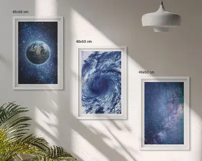 Erde Weltraumsturm Galaxie Wandbilder 3er-Set inklusive Rahmen