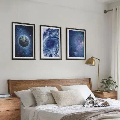 Erde Weltraumsturm Galaxie Wandbilder 3er-Set inklusive Rahmen