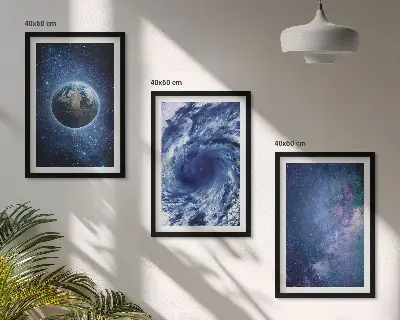 Erde Weltraumsturm Galaxie Wandbilder 3er-Set inklusive Rahmen