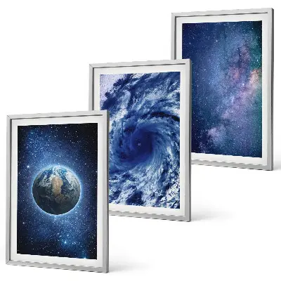 Erde Weltraumsturm Galaxie Wandbilder 3er-Set inklusive Rahmen