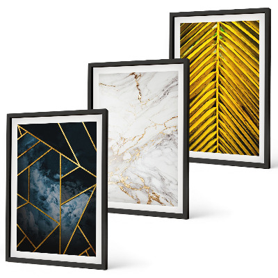 Gerahmtes bilderset Geometrische Muster und Vegetation