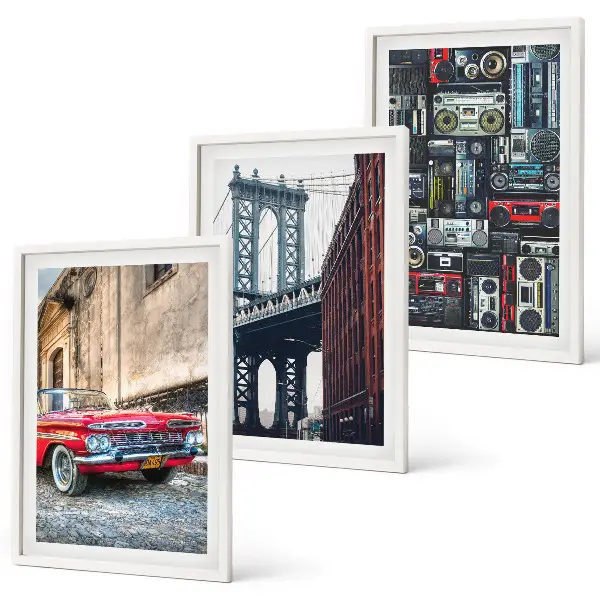 Alte Autobrücke Brooklyn Retro-Bild 3er-Set mit Rahmen