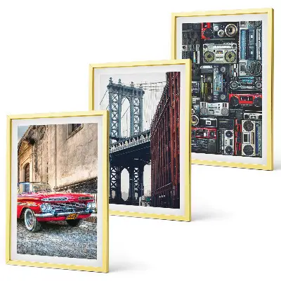 Alte Autobrücke Brooklyn Retro-Bild 3er-Set mit Rahmen