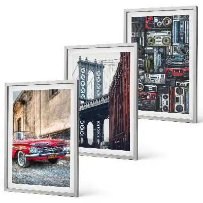 Alte Autobrücke Brooklyn Retro-Bild 3er-Set mit Rahmen