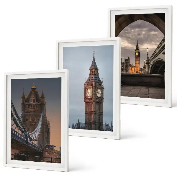 London Bridge und Big Ben Wandbilder 3er Set inklusive Rahmen