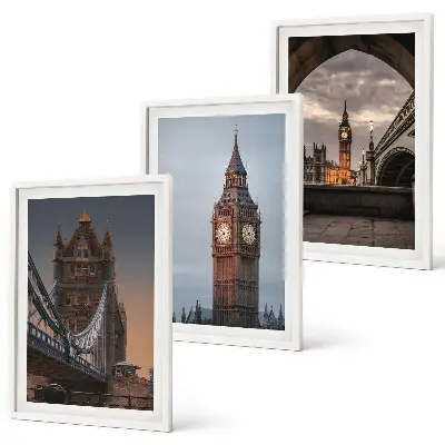 London Bridge und Big Ben Wandbilder 3er Set inklusive Rahmen
