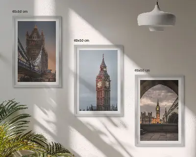 London Bridge und Big Ben Wandbilder 3er Set inklusive Rahmen