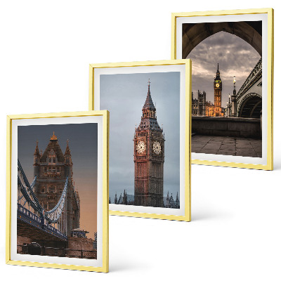 Bilder-3er-set mit rahmen London Bridge Big Ben Uhr