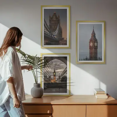 London Bridge und Big Ben Wandbilder 3er Set inklusive Rahmen