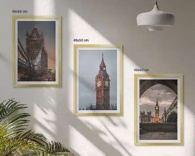 London Bridge und Big Ben Wandbilder 3er Set inklusive Rahmen