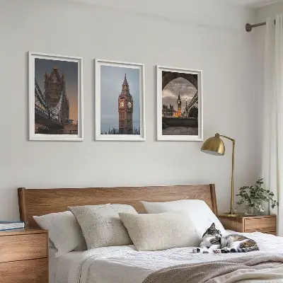 London Bridge und Big Ben Wandbilder 3er Set inklusive Rahmen