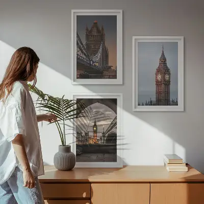 London Bridge und Big Ben Wandbilder 3er Set inklusive Rahmen