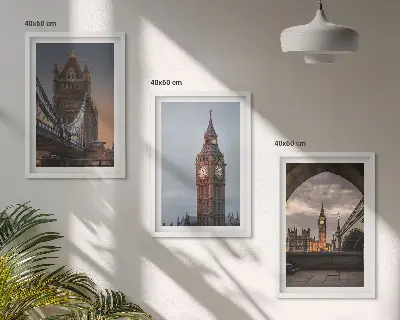London Bridge und Big Ben Wandbilder 3er Set inklusive Rahmen