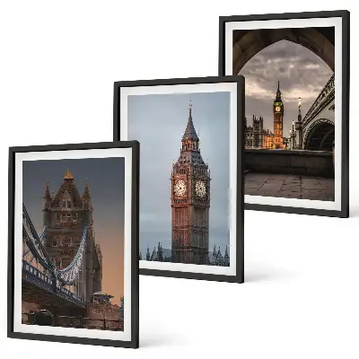 London Bridge und Big Ben Wandbilder 3er Set inklusive Rahmen