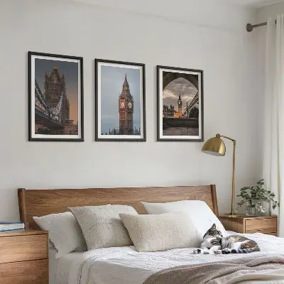 London Bridge und Big Ben Wandbilder 3er Set inklusive Rahmen