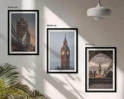 London Bridge und Big Ben Wandbilder 3er Set inklusive Rahmen