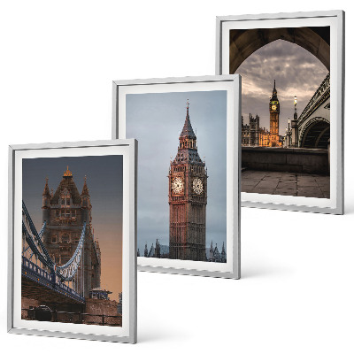 Bilder-3er-set mit rahmen London Bridge Big Ben Uhr