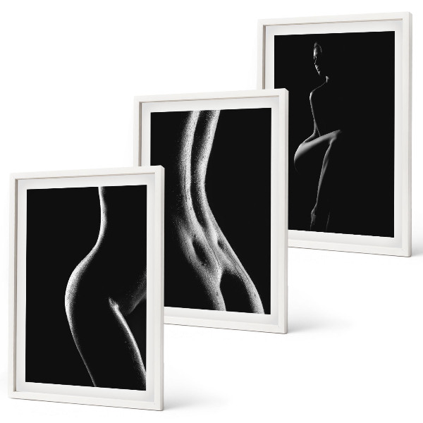Bilder-3er-set mit rahmen Schwarz-weiße weibliche Silhouetten