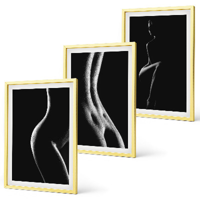 Bilder-3er-set mit rahmen Schwarz-weiße weibliche Silhouetten