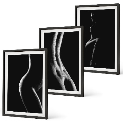Bilder-3er-set mit rahmen Schwarz-weiße weibliche Silhouetten
