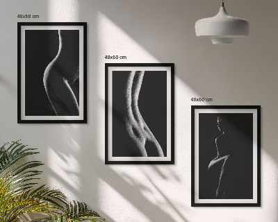 Bilder-3er-set mit rahmen Schwarz-weiße weibliche Silhouetten