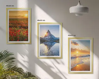 3er-Set Landschaftsbilder mit Rahmen motive mit bergen und meeren im westen