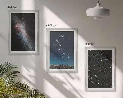 Kosmische Landschaften des Sterns Stier 3er-Set Wandbilder inklusive Rahmen