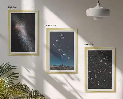 Kosmische Landschaften des Sterns Stier 3er-Set Wandbilder inklusive Rahmen