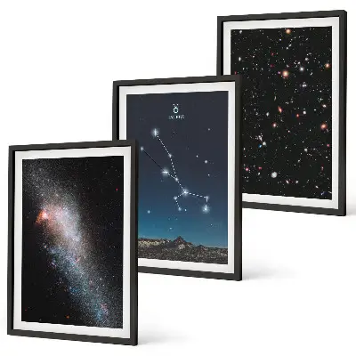 Kosmische Landschaften des Sterns Stier 3er-Set Wandbilder inklusive Rahmen