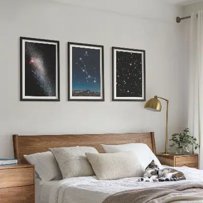 Kosmische Landschaften des Sterns Stier 3er-Set Wandbilder inklusive Rahmen