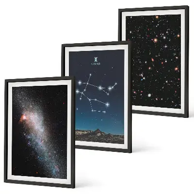 Gerahmtes Bilderset Sternzeichen Zwillinge Galaxie Motiv