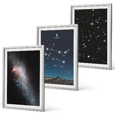 Gerahmtes Bilderset Sternzeichen Zwillinge Galaxie Motiv