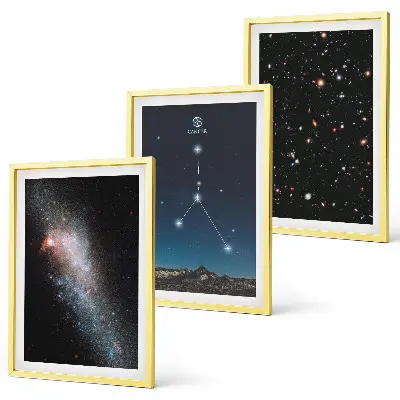 3er-Set Wandbilder mit Rahmen Motiv Weltraumgalaxie mit Krebs-Konstellation