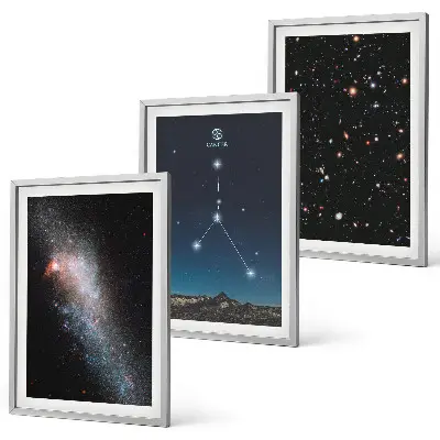 3er-Set Wandbilder mit Rahmen Motiv Weltraumgalaxie mit Krebs-Konstellation