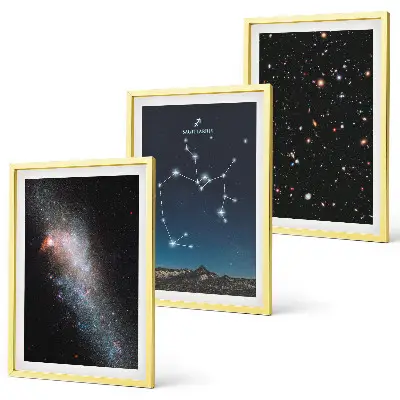 Gerahmtes Bilderset mit Galaxien, Sternbildern und Weltraummotiven vom Schützen