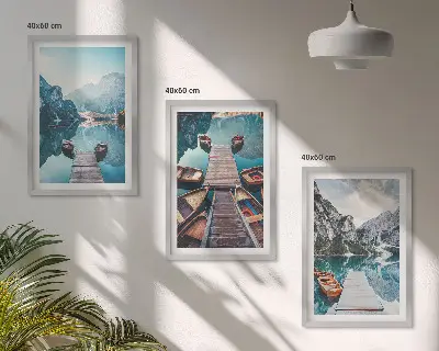 3er-Set Bilder mit Rahmen mit Motiven von Seebrücken Booten und Frieden