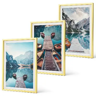 3er-Set Bilder mit Rahmen mit Motiven von Seebrücken Booten und Frieden