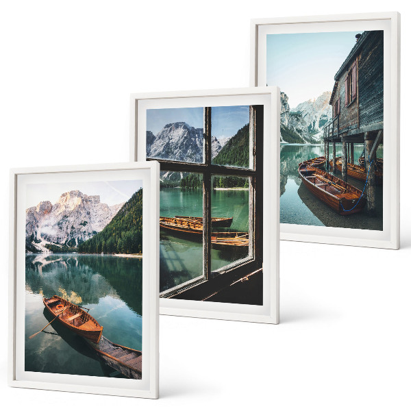 Gerahmtes bilderset Bootshaus am Bergsee