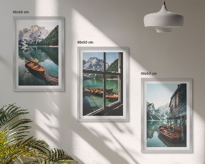 Gerahmtes bilderset Bootshaus am Bergsee